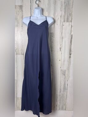 Anna Sui Navy Slip Maxi Dress with Front Slit 4